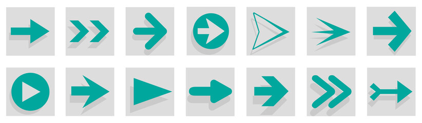 Arrow icon set isolated on background. Arrows vector collection. Different arrow icons in flat style. Creative arrows template for web site, app, graphic design, ui and logo. Arrow vector symbol