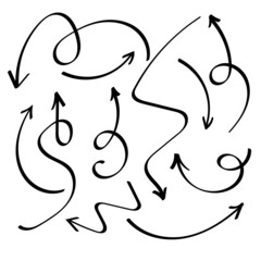 Set of hand drawn vector arrows. 