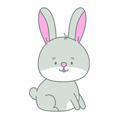 Obraz premium Set of seamless vector patterns. Pack of repeating geometric surface design ornaments. Rabbits and simple shapes. Cute animal character for cards, promotion banners, printing on paper and fabric. 