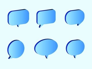 3d blue speech bubble chat icon collection Premium Vector