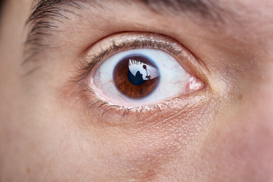 A Closeup Of A Brown Male Eye, Macro Shot With Great Level Of Details