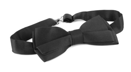 Stylish black bow tie isolated on white