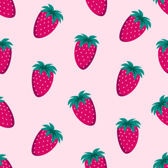 Seamless pattern with strawberry