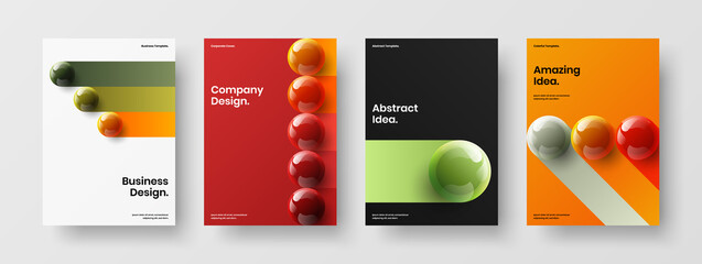 Isolated corporate cover design vector illustration composition. Clean 3D spheres banner concept collection.