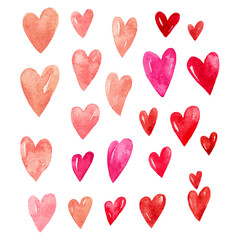 Clipart with hearts in watercolor