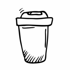 doodle icon. take away coffee cup. vector illustration