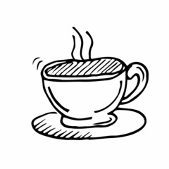 Hot coffee or tea cupgraphic on white background, vector