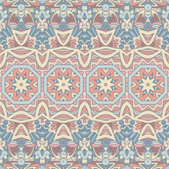 Vector seamless pattern Ethnic tribal natural color print vintage design. Bohemian style