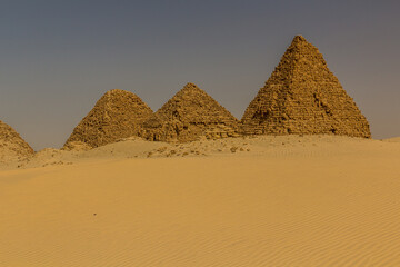 Fototapeta na wymiar Nuri pyramids in the desert near Karima town, Sudan