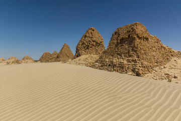 Fototapeta na wymiar Nuri pyramids in the desert near Karima town, Sudan