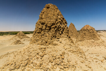 View of Nuri pyramids in the desert near Karima town, Sudan