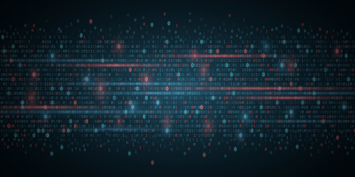 Technology background of binary code. Software code. Random 0 and 1 numbers of program code. Digital data technology concept. Vector Illustration