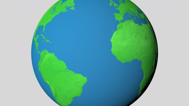 Seamless looping animation of the earth zooming in to the 3d map of Cape Verde with the capital and the biggest cites in 4K resolution