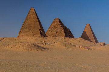 Fototapeta na wymiar Barkal pyramids in the desert near Karima town, Sudan