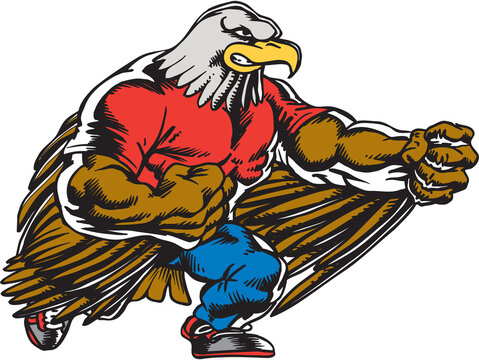 Eagle Mascot Fighter Vector Illustration