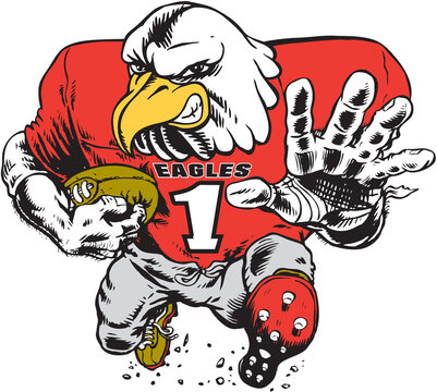 Eagle Mascot Football Runner Vector Illustration