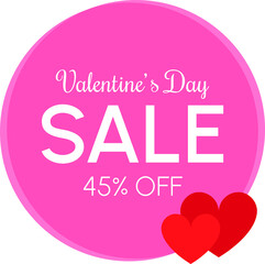 valentine's day SALE 45% OFF - Pink tag discount with red hearts and forty-five percent off