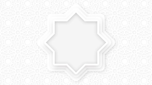 ramadan banner vdo arabic pattern with ornamental geometric stars, arabesque through white decorative.White background.