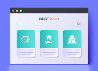 Set Realtor, Clock and Online real estate icon. Vector