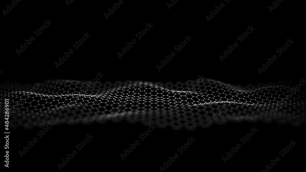Poster Technological background . Network connection structure. Digital data communication. 3D