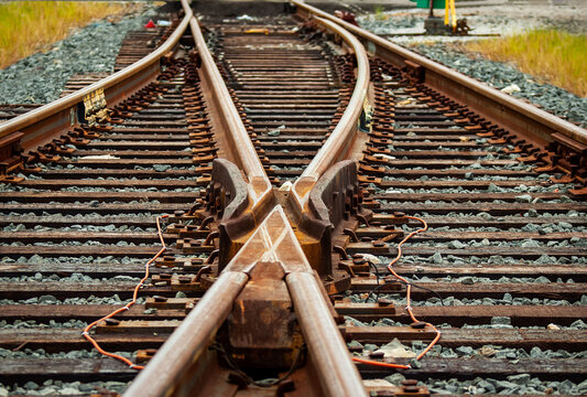 Close-up of Railroad Track Switch