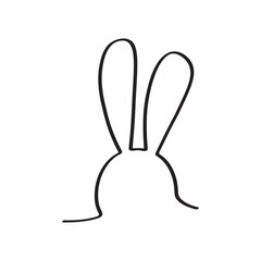 Fototapeta na wymiar Easter bunny continuous one line vector icon, drawing rabbit outline cute animal, minimal contour ears hare, black silhouette isolated on white background. Funny simple illustration