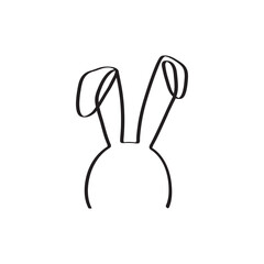 Fototapeta na wymiar Easter bunny continuous one line vector icon, drawing rabbit outline cute animal, minimal contour ears hare, black silhouette isolated on white background. Funny simple illustration