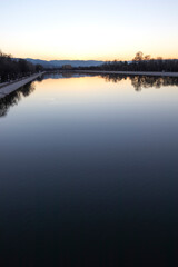 Sunset view of Rowing Venue in city of Plovdiv, Bulgaria