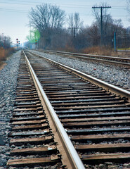 Fototapeta premium Mainline Railroad track out of Detroit