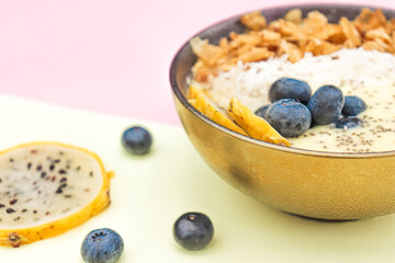 bowls, acai, breakfast,  color, flowers, fresh 