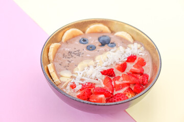 bowls, acai, breakfast,  color, flowers, fresh 