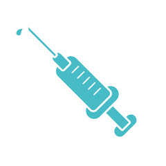 Medical syringe with vaccine icon isolated flat vector