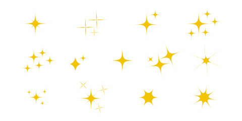 Set of Stars Yellow silhuoette on white background vector eps 10