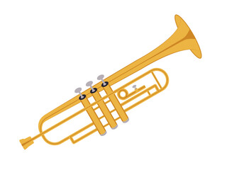 Fototapeta na wymiar Trumpet musical instrument illustration. Flat design on a white background. Vector.