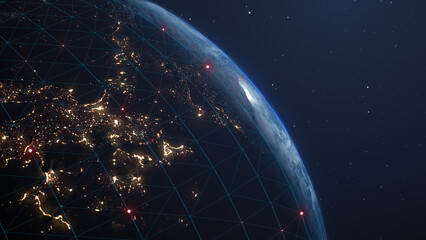 World global information technology connected big data networks - Conceptual 3D Illustration Render