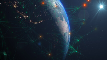 Global Internet of things IOT using cloud computing big data network connectivity - Conceptual 3D Illustration Render