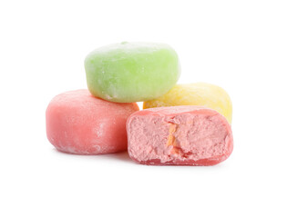 Delicious mochi on white background
