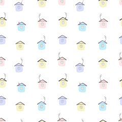 Beautiful seamless pattern colored houses, great design for any purposes.