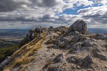 Rocks on a peak called Eagles Nest on Shipka Pass, Balkan Mountains in Bulgaria