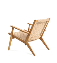 Modern wooden armchair on white background
