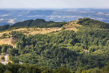 Fototapeta na wymiar Balkan Mountains, view from Shipka Pass in Bulgarka nature park, Bulgaria