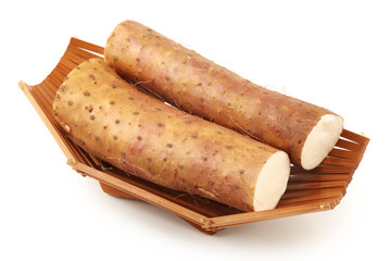 Chinese yam on white background