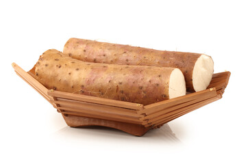 Chinese yam on white background