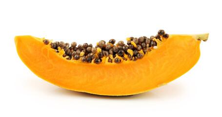 Papaya fruit sliced isolated on a white background