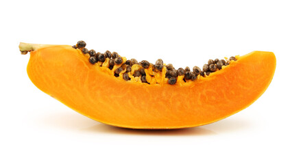 Papaya fruit sliced isolated on a white background