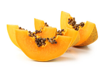 Papaya fruit sliced isolated on a white background