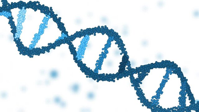 Blue DNA with Particle Background Animation Seamless Loops on White Background and Green Screen