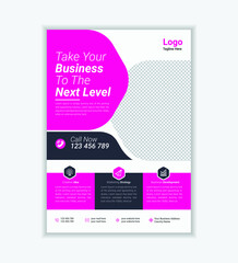 Pink business brochure flyer design layout template in A4 size.