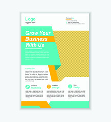 Modern Cyan And Yellow Corporate Business Flyer Design Template