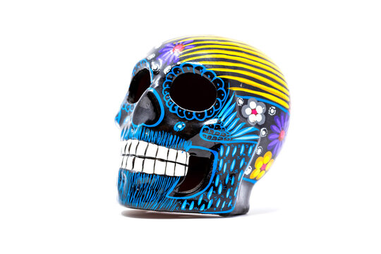 Traditional Mexican Patterned Ceramic Day of the Dead Skull